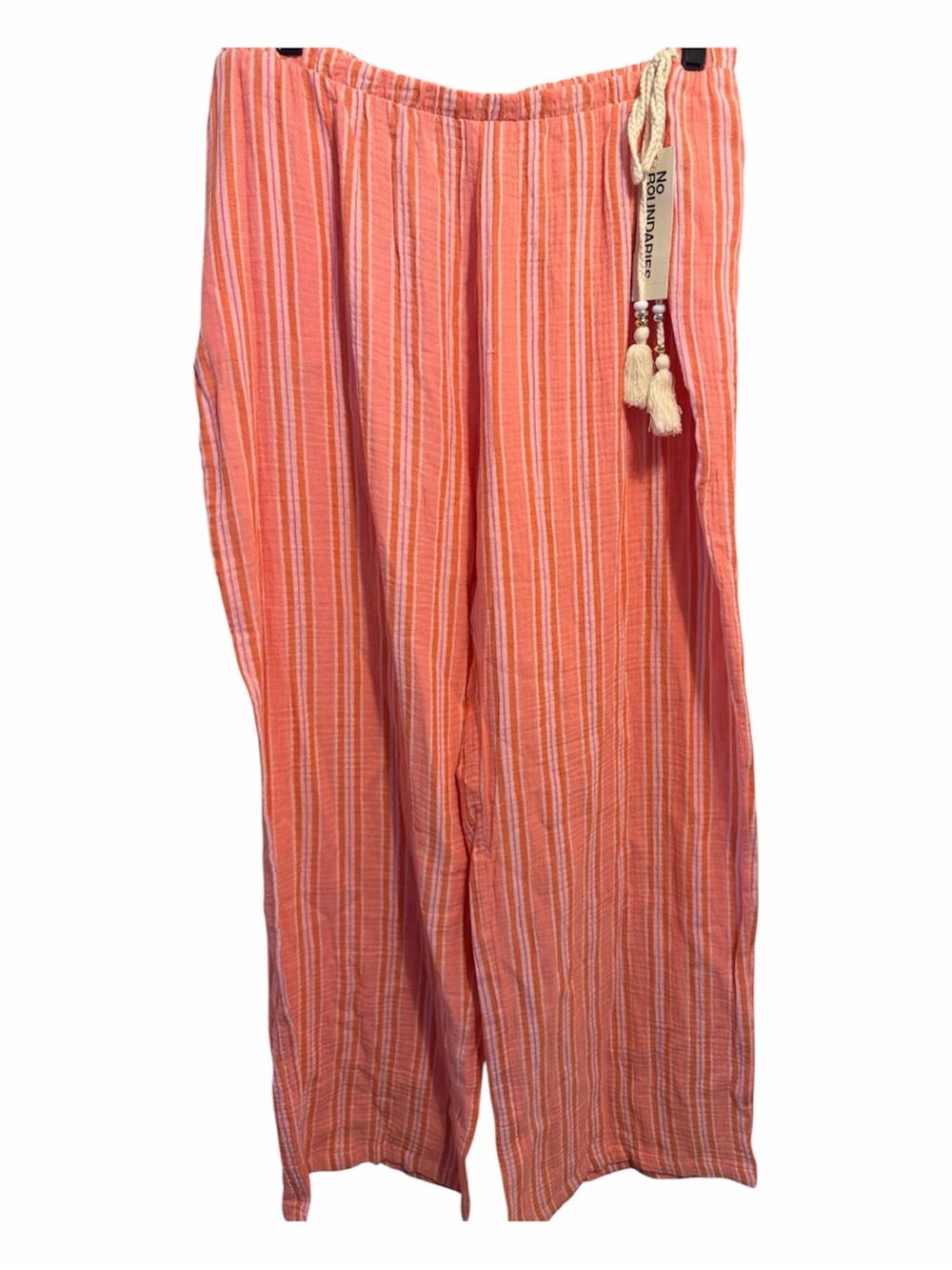 No Boundaries Coral Orange Striped Wide-Leg Pants
